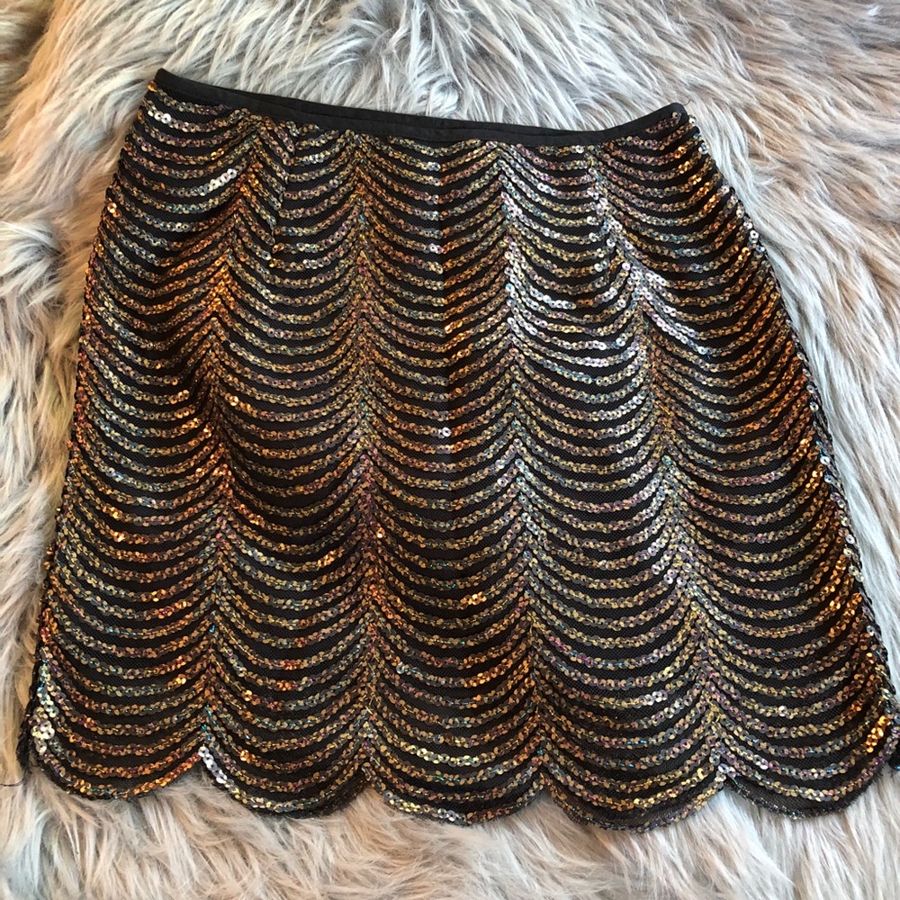 NWT Sequin Scallop High Waste Skirt